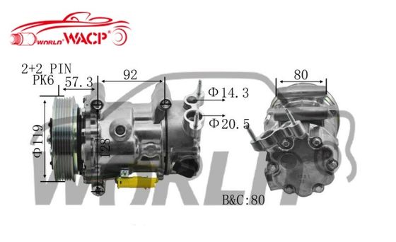 RC.600.082 Car Air C Compressor For SD6C12 CITROEN C4 C4 LOUNGE ADAPTAÇÃO PEUGEOT 307/208 WXPG009